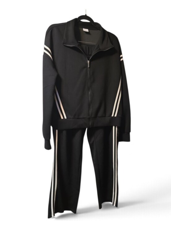 XIEERDUO Tops - Women's 2-Piece Tracksuit Lounge Set Black & White XXL